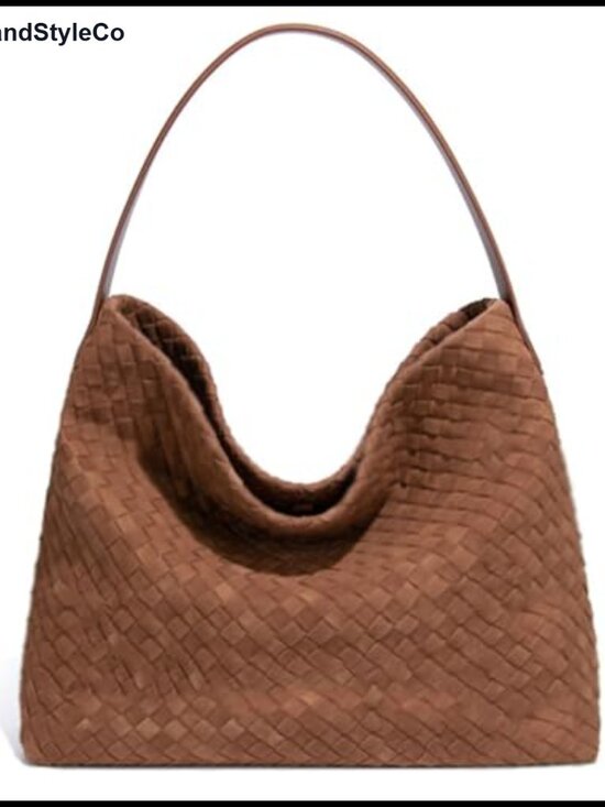 Handbags - Woven Shoulder Bag PU Leather Tote Top-handle Vegan Underarm Purse